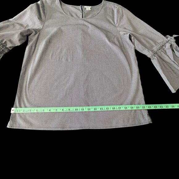 J Crew Women's Black and White Plaid Blouse Top SZ/ M - Picture 5 of 16